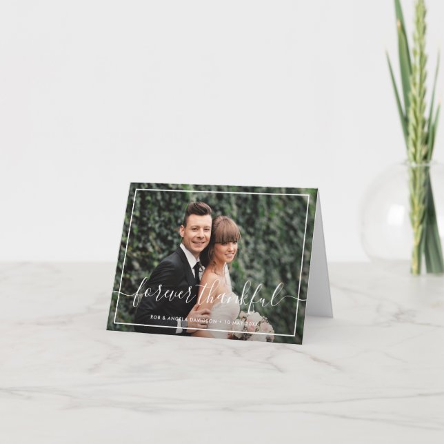 Forever thankful script wedding thank you card (Front)