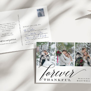 Forever Thankful   Wedding Photo Collage Thank You Postcard