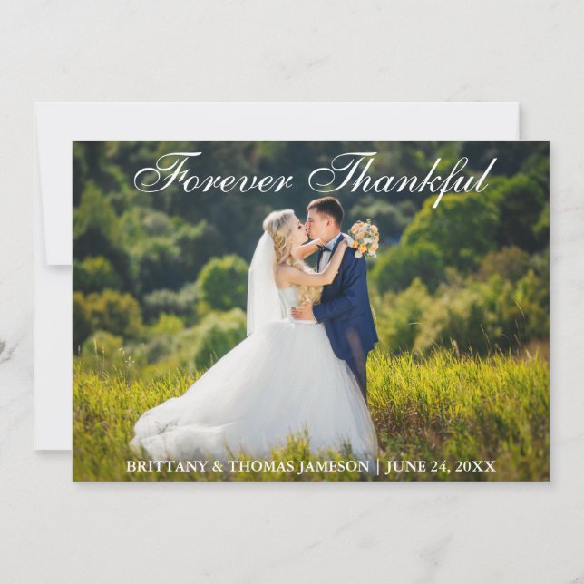 Forever Thankful Wedding Thank You Photo Card (Front)
