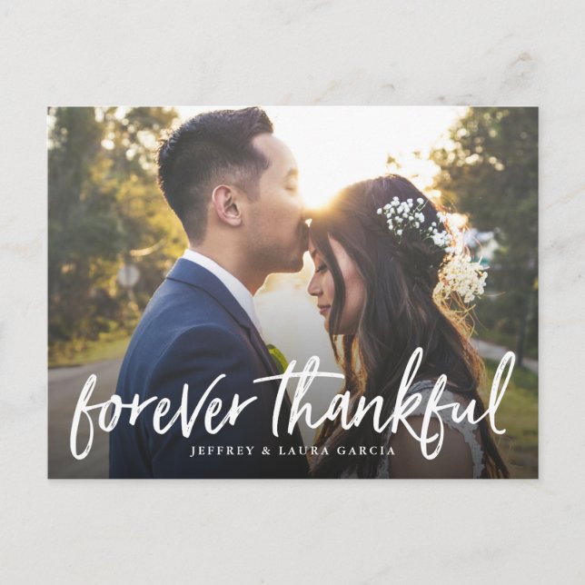 Forever Thankful Wedding Thank You Postcard (Front)
