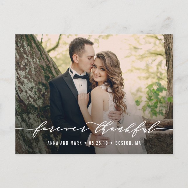 Forever Thankful Wedding Thank You Postcard (Front)