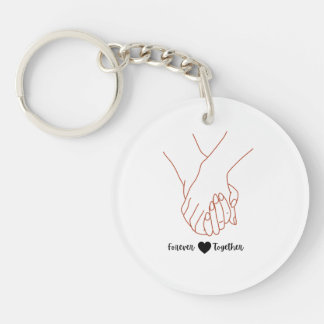 Forever Together Holding Hands Line Art Love Keychain