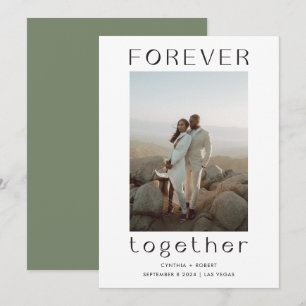 Forever Together Sage Green Wedding Announcement