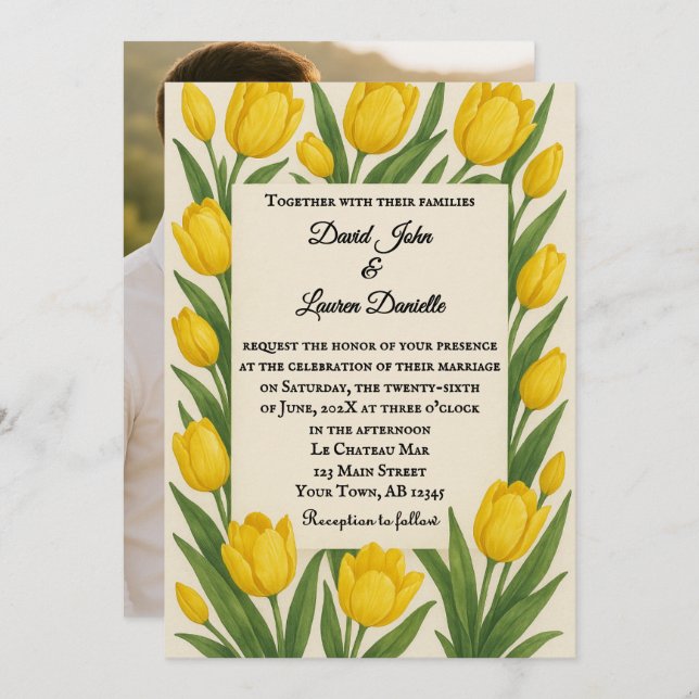 Forever Tulip Photo Wedding Invitation (Front/Back)