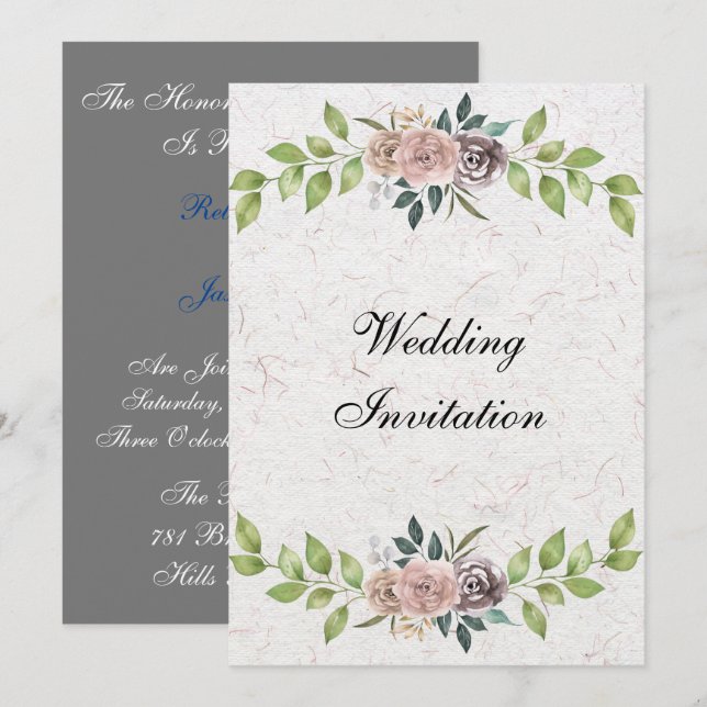 Forever - Two Hearts - One Love Wedding Invitation (Front/Back)