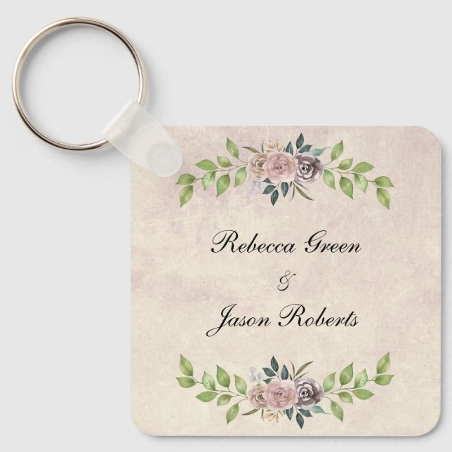 Forever - Two Hearts - One Love Wedding Invitation Keychain (Front)