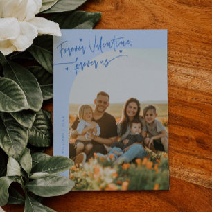 Forever Us Script Icy Blue Valentine Photo Holiday Card