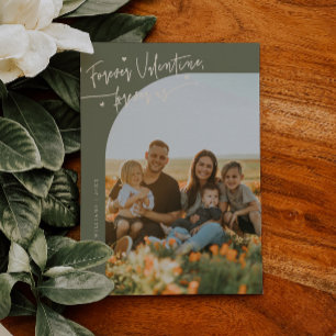 Forever Us Script Sage Green Valentine Photo Holiday Card