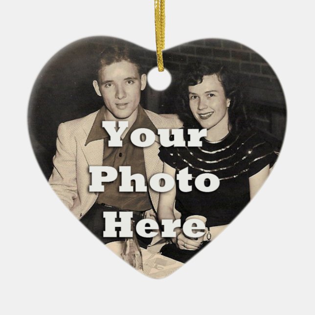 Forever Valentines Couple's Personalized Ceramic Ornament (Front)