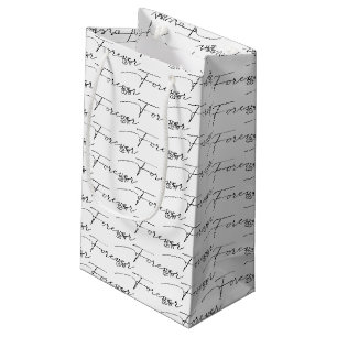 FOREVER Wedding Text On White  Small Gift Bag