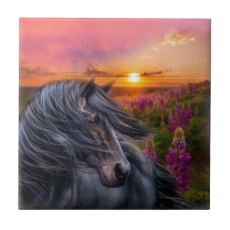Forever Wild Black Horse Tile