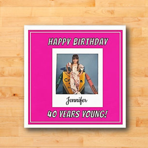 Forever Young Vintage Photo Birthday Napkin
