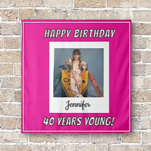 Forever Young Vintage Photo Birthday Tapestry
