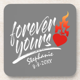 Forever Yours Custom Name Valentine   Coaster