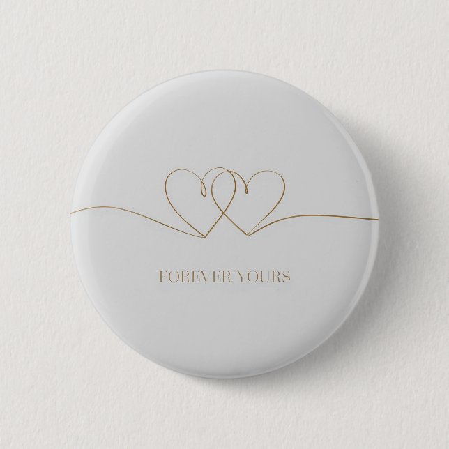Forever Yours: Intertwined Hearts Design 2 Inch Round Button (Front)