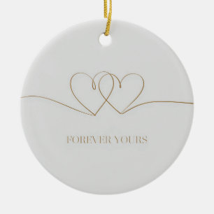 Forever Yours: Intertwined Hearts Design Ceramic Ornament
