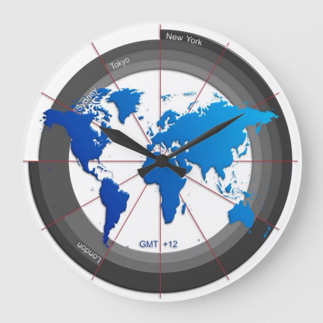 Forex Markets Timezone Clock GMT+12 hr (Front)