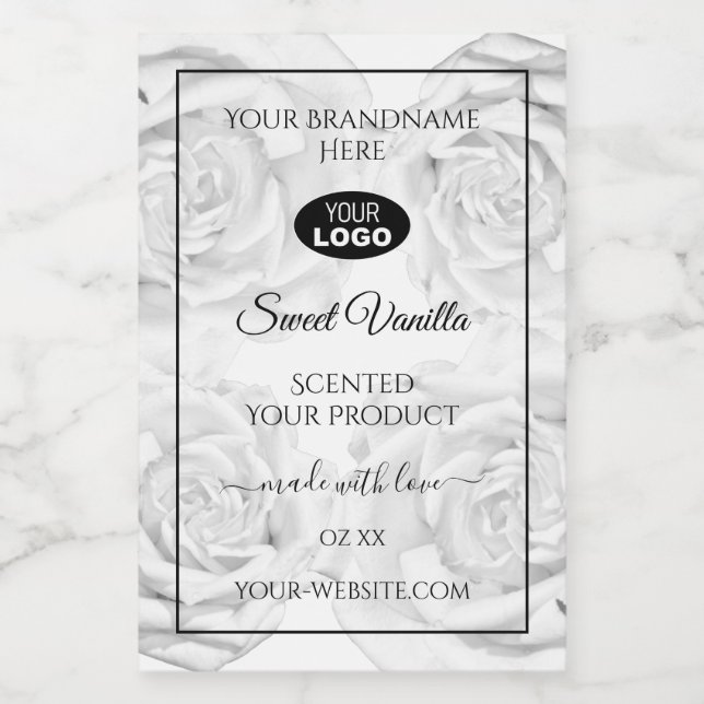 Forfait Floral noir et blanc Étiquette Logo (Étiquettes simples)