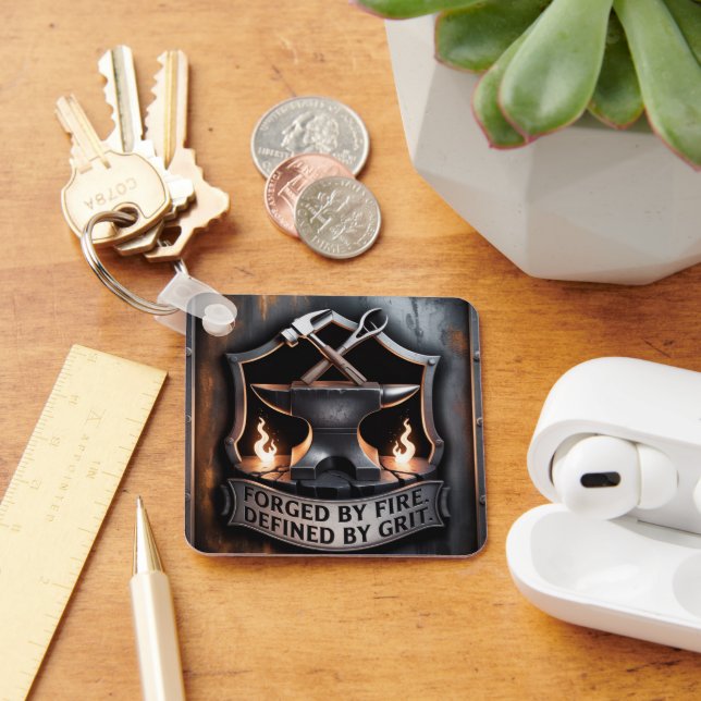 Forged by Fire – Blacksmith Emblem Keychain (Desk)