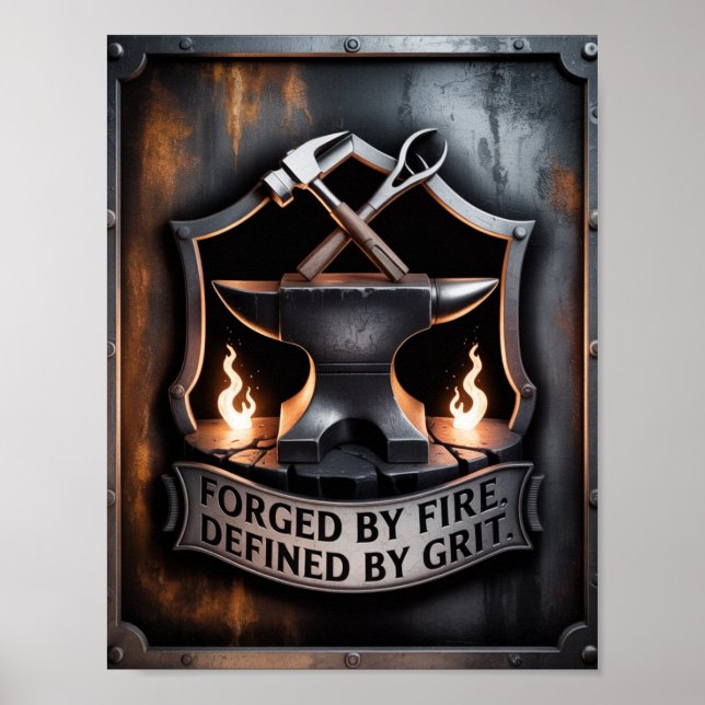 Forged by Fire – Blacksmith Emblem Poster (Front)