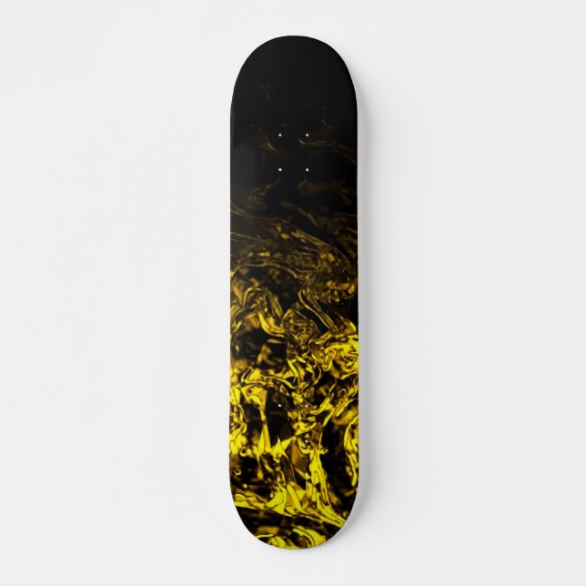 Forged in Gold black geometric swirls Skateboard (Front)