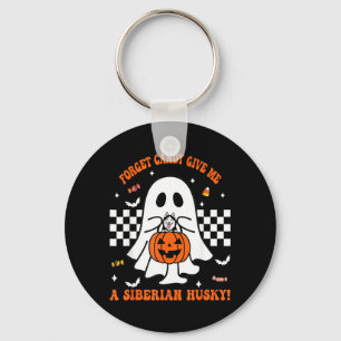 Forget Candy Give A Siberian Husky Funny Halloween Keychain