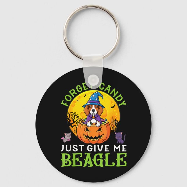Forget Candy Give Beagle Dog Witch This Halloween Keychain (Front)
