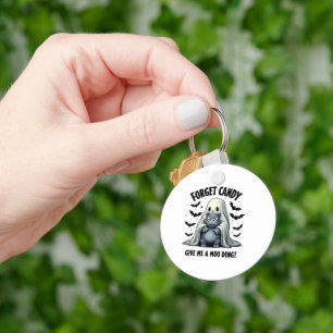 Forget Candy Give Me Moo Deng Halloween Ghost Keychain