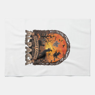 Forget Candy Just Give Me Alpaca Halloween Ghost W Kitchen Towel