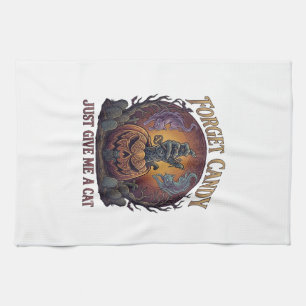 Forget Candy Just Give Me Cat Halloween Pumpkin_1 Kitchen Towel