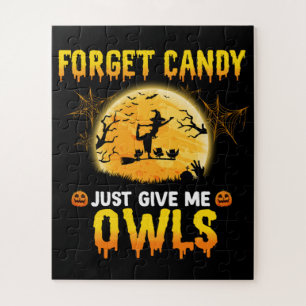 Forget Candy Just Give Me Owl Witch Halloween Gift Jigsaw Puzzle