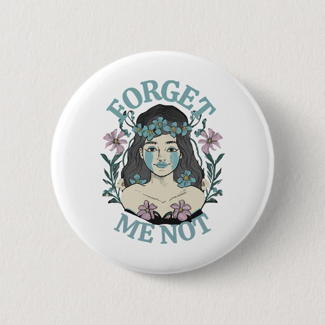 Forget Me Not 2 Inch Round Button (Front)