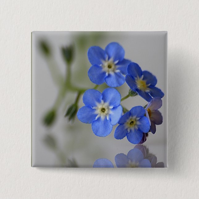 Forget Me Not 2 Inch Square Button (Front)