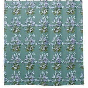 Forget-me-not and Foliage on Teal Background 