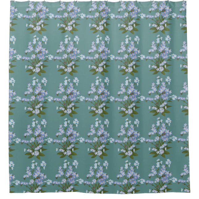 Forget-me-not and Foliage on Teal Background  (Front)