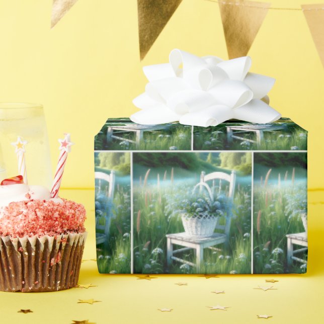 Forget-Me-Not Basket In a Meadow Wrapping Paper (Birthday Party)