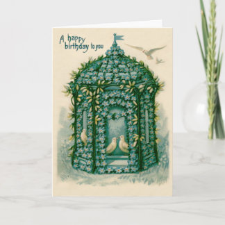 Forget-Me-Not Birdhouse Dove Card