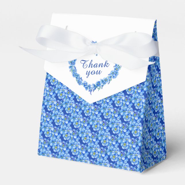 Forget-me-not blue art thank you gift favor box (Front Side)