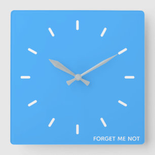 Forget-me-not blue colour name square wall clock
