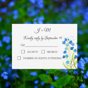 Forget me not Blue Floral flowers Wedding RSVP