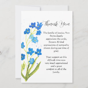 Forget me Not Blue Floral Funeral Death Thank you  Invitation