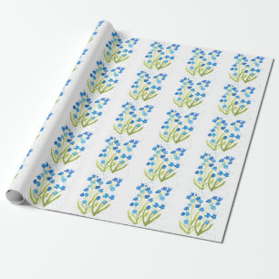 Forget me not Blue Flowers Baby Shower Girl Wrapping Paper