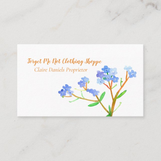 Forget Me Not Blue Flowers Botanical Plants Business Card (Front)