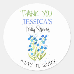 Forget me not Blue Flowers Texas Baby Shower Girl Classic Round Sticker