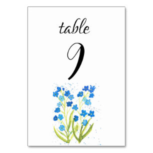 Forget me not Blue Spring Floral Flowers Wedding Table Number
