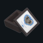 Forget-me-not blue white heart photo keepsake gift box<br><div class="desc">Ideal to keep your inherited gift or a special item from a passed loved one. Personalize with your loved one's photo,  name,  and dates. Other matching items are available. Original hand-inked and watercolor forget-me-nots floral art and design by www.mylittleeden.com</div>