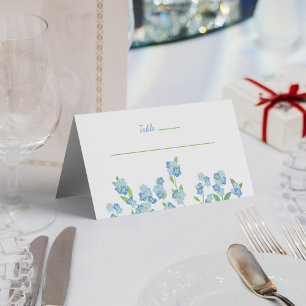Forget Me Not Blue Wildflower Folded Place Card