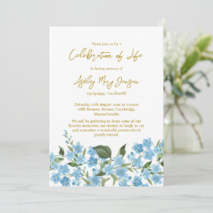 Forget me not Celebration of Life Funeral Invitation
