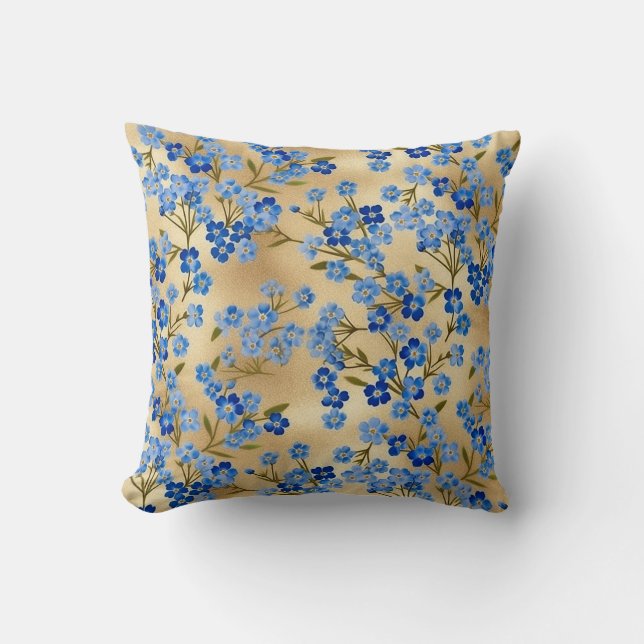 Forget-me-not Chiyogami Throw Pillow (Front)