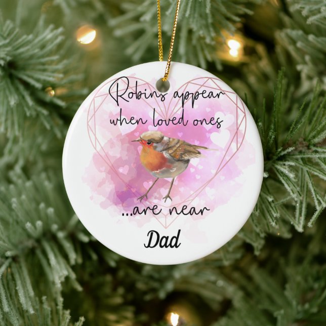 Forget-me-Not Christmas Bauble Robins Appear Ceramic Ornament (Tree)